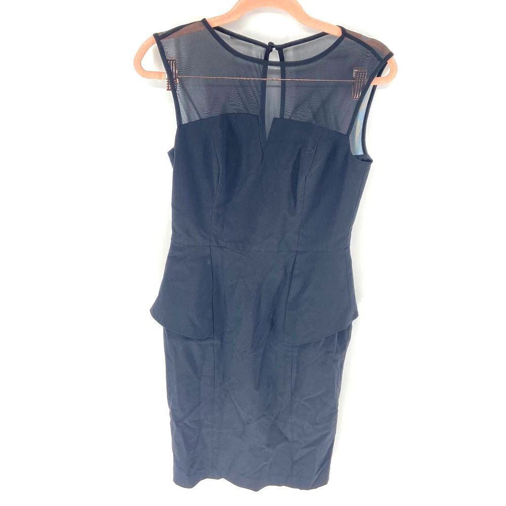 Aidan Mattox Black Mesh High neck sleeveless peplum cocktail dress womens 2